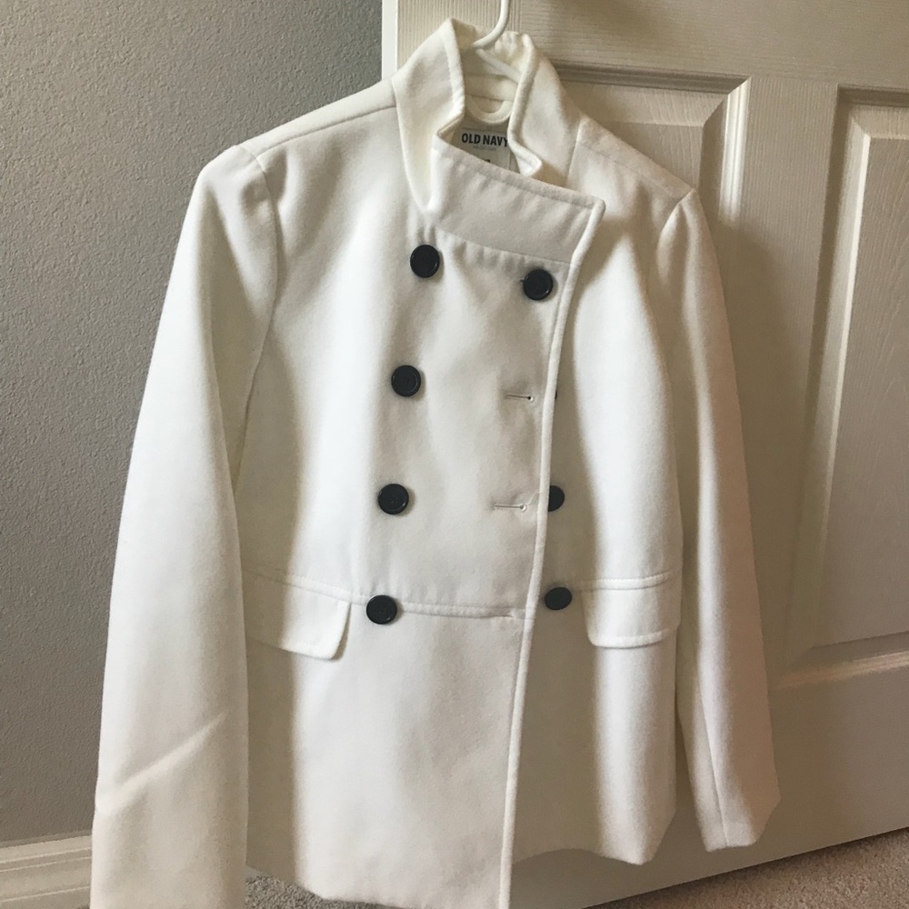 Old Navy White Peacoat. Size Small - Picture 1 of 4